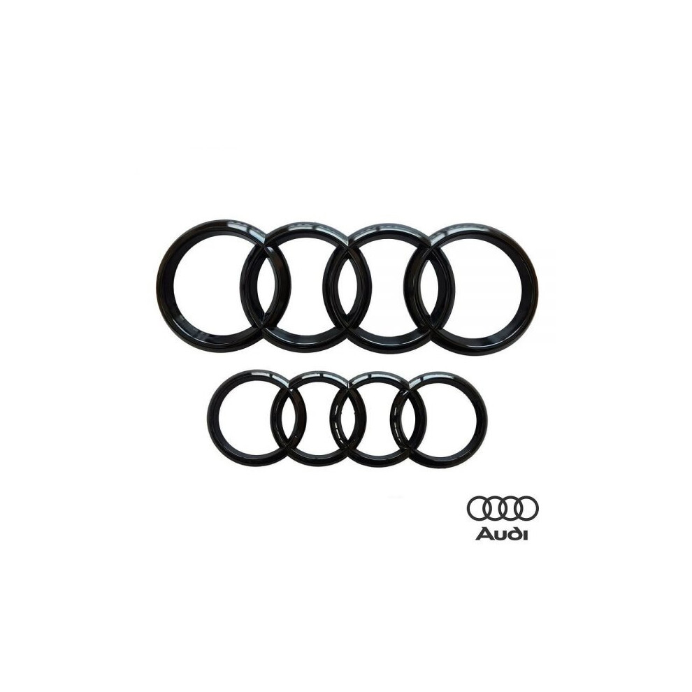 Car Emblems Audi Gloss Front & Rear Badge Emblem For A6 Q3 Q5 Q7 S-Line - 285X99mm & 215X75mm Black