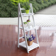 Wooden Foldable Ladder Bookshelf Plant Stand Storage Rack