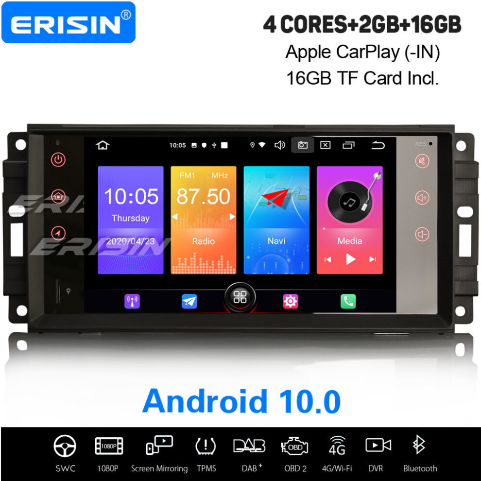 Android 10 Dab+ Wifi Car Stereo Carplay Sat Nav Jeep Compass Wrangler Dodge Challenger Chrysler 300C 737655208030