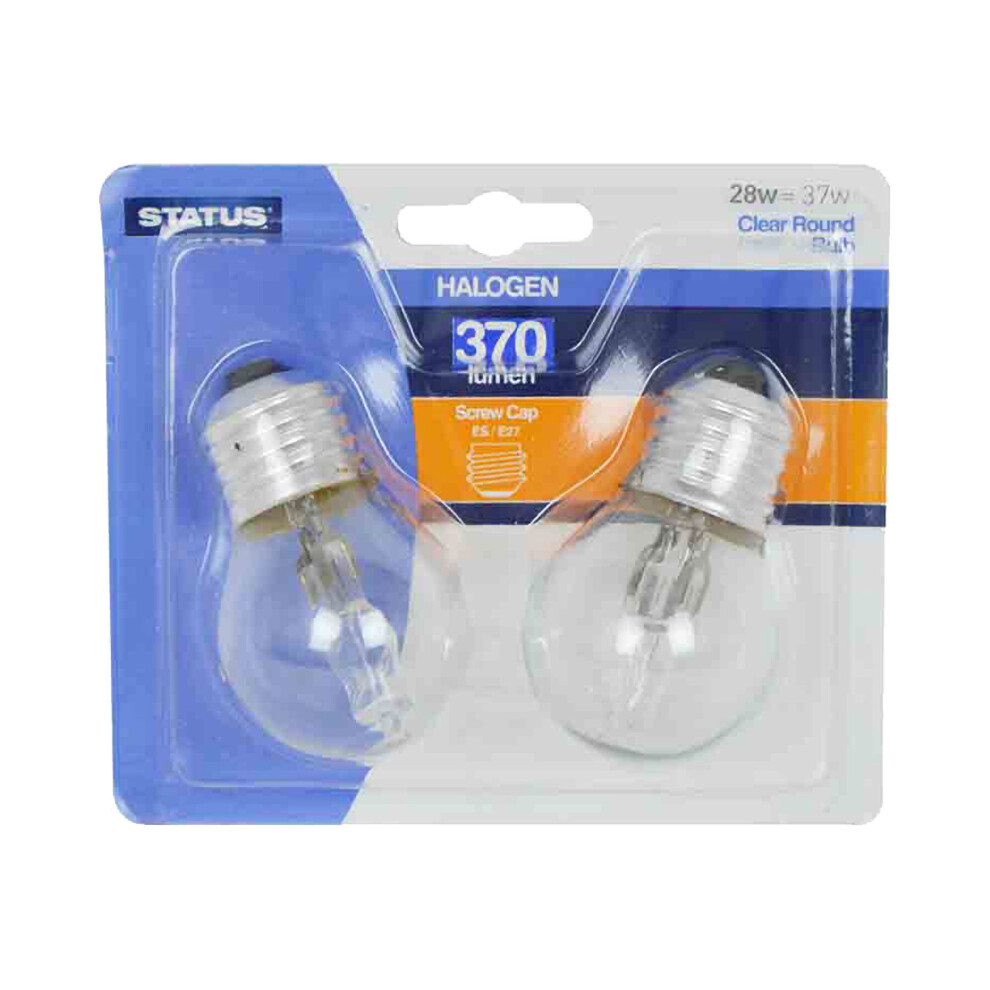 10 x Status 18w Halogen Golfball ES E27 Edison Screw Cap Clear Equivalent to 23watt Dimmable