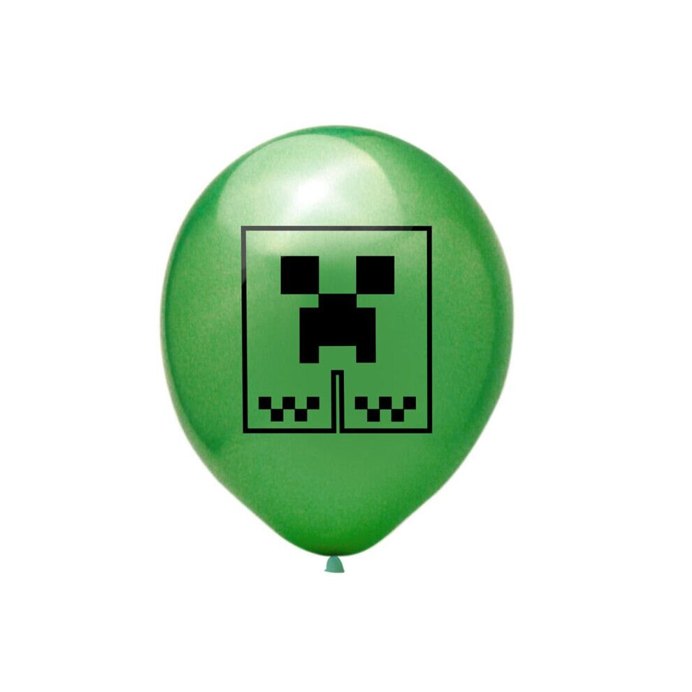 (Green-1Pcs) 12" Minecraft Pixel Birthday Balloon Party Decor