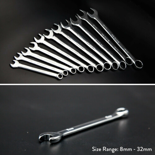 (9mm) 8mm - 18mm Metric Combination Spanners Open End & Ring Socket Wrench Hand Tools 1
