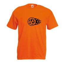 (Orange, L) Vw Flames Campervan Graphic High Quality T-Shirt, Tee, Men's, Unisex