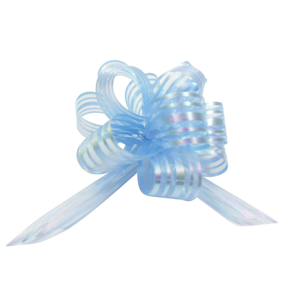 (Light Blue (Small), 3) Large & Small Organza Pom Pom Pull Bows various Colours and Pack Sizes