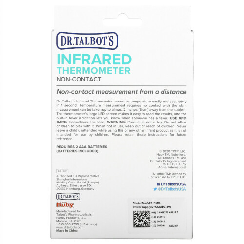 Dr. Talbot's, Infrared Thermometer, White, 1 Thermometer 1