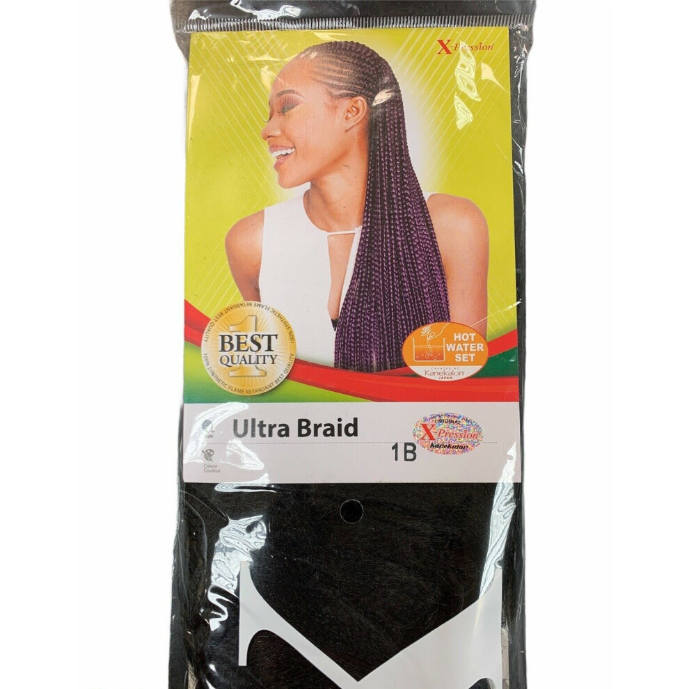 X-Pression Braid (1B) X-Pression Ultra Braiding Hair,"Kanekalon" Colors