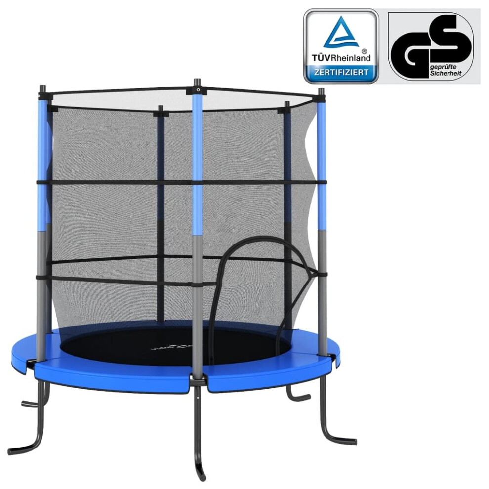 vidaXL Trampoline with Safety Net Round Blue Outdoor Play Equipment Garden