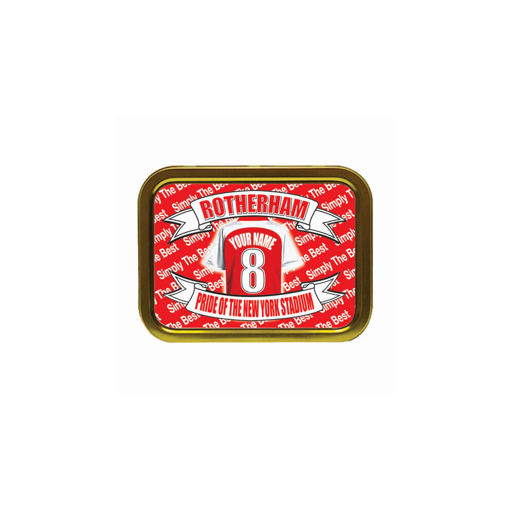 Personalised Gift Products Personalised Rotherham Football Shirt Tobacco Tin Gift & Smoking Products