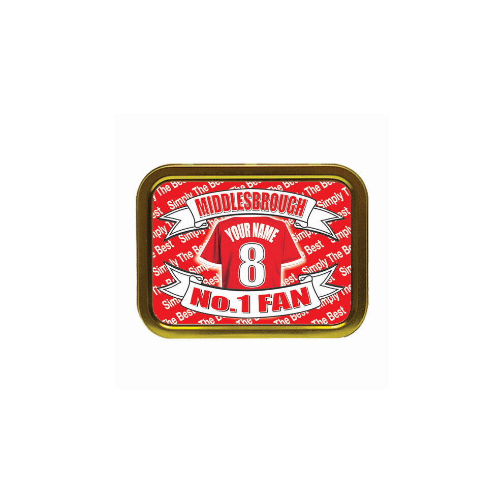 Personalised Gift Products Personalised Middlesbrough Football Shirt Tobacco Tin Gift & Smoking Products