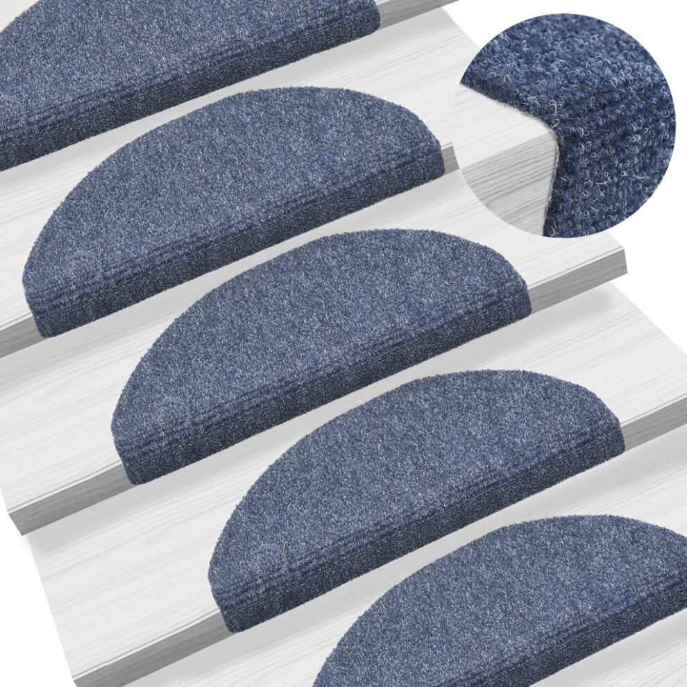 vidaXL 10x Self-adhesive Stair Mats Blue Needle Punch Decoration Protector