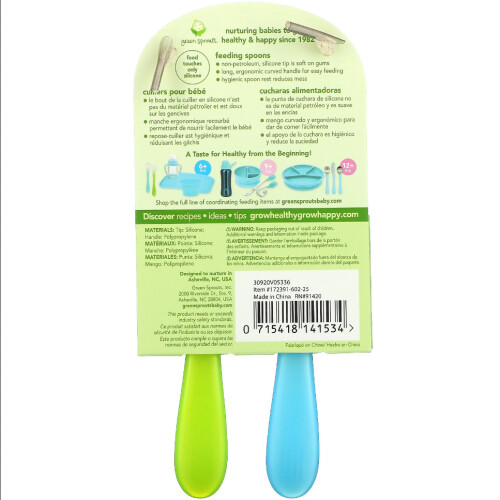 Green Sprouts, Feeding Spoons, 6-12 Months, Aqua, 2 Pack 2