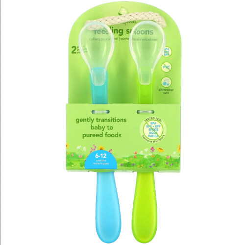 Green Sprouts, Feeding Spoons, 6-12 Months, Aqua, 2 Pack 1