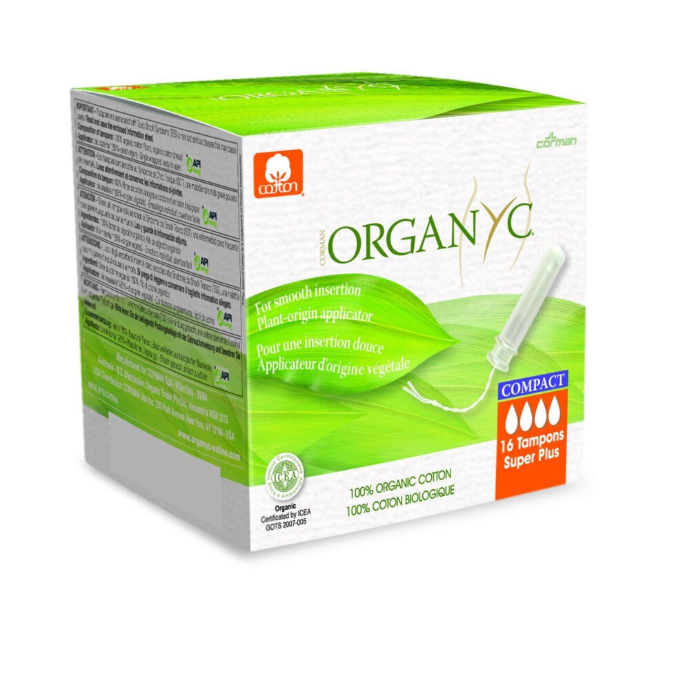 Organyc Compact Tampons With Applicator Organic Cotton Super Plus 16 Per Pack
