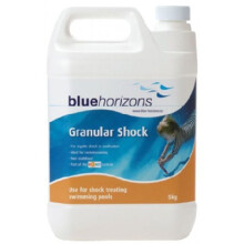 Blue Horizons Granular Shock Chlorine 5 kg - Calcium Hypochlorite, 65% Available Chlorine, Algae Removal & Skimmer Addable Pool Sanitiser