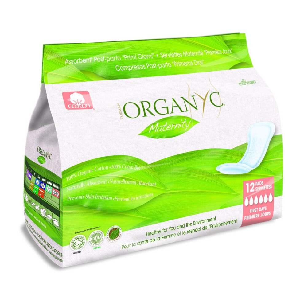 Organyc 100% Organic Cotton Maternity Pads 12Per Pack