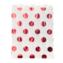 (Red Metallic, 50) Retro Paper Sweet Bags in Various Traditional Designs and Pack Sizes