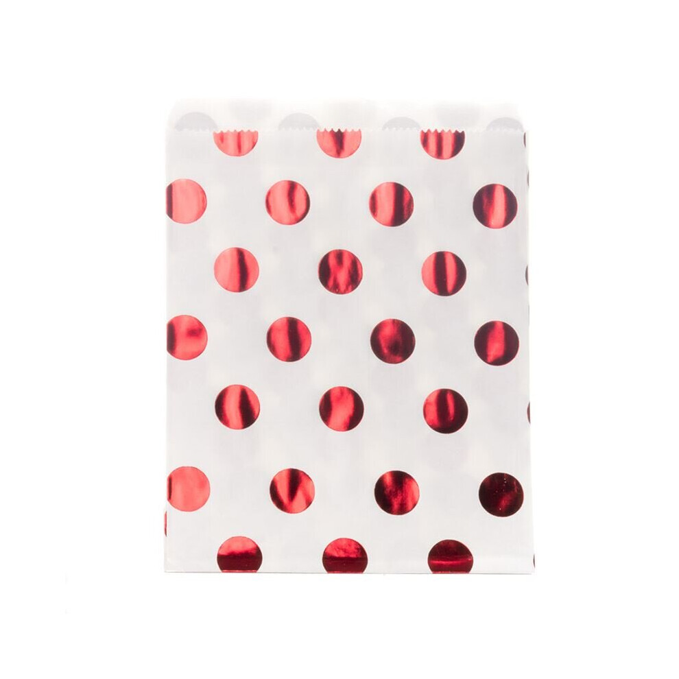 (Red Metallic, 50) Retro Paper Sweet Bags in Various Traditional Designs and Pack Sizes