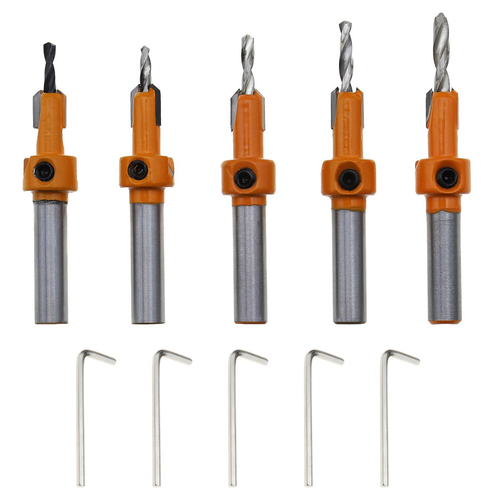 5Pcs Woodworking Countersink Drill Bits Set 2.8/3/3.2/3.5/4Mm With L-Wrench 4894670694753
