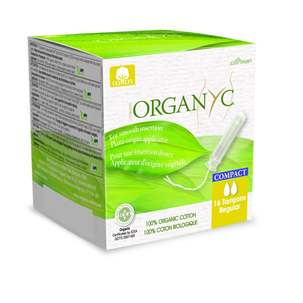 Organyc Compact Tampons With Applicator Organic Cotton Regular 16 Per Pack