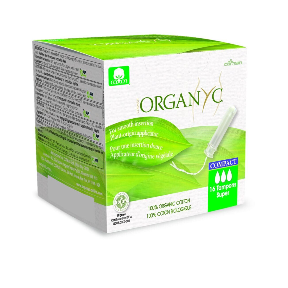 Organyc Compact Tampons With Applicator Organic Cotton Super 16 Per Pack