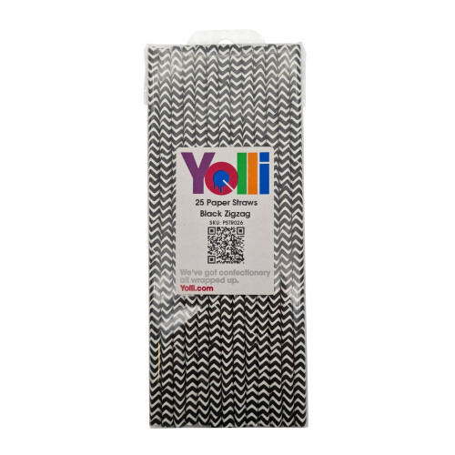 (Black & White, 100) Paper Drinking Straws 100% Biodegradeable Various Patterns Colours & Pack Sizes 1