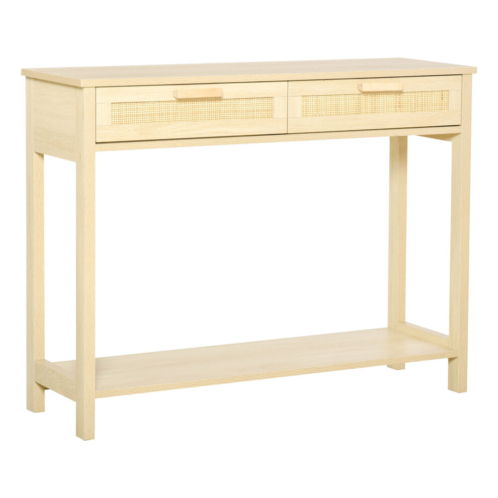 HOMCOM Console Table w/ Storage Shelf 2 Drawers for Entryway Bedroom