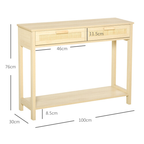 Homcom HOMCOM Console Table w/ Storage Shelf 2 Drawers for Entryway Bedroom 1