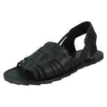 (Black, UK 11) Mens Leather Collection Slingback Sandals A0061