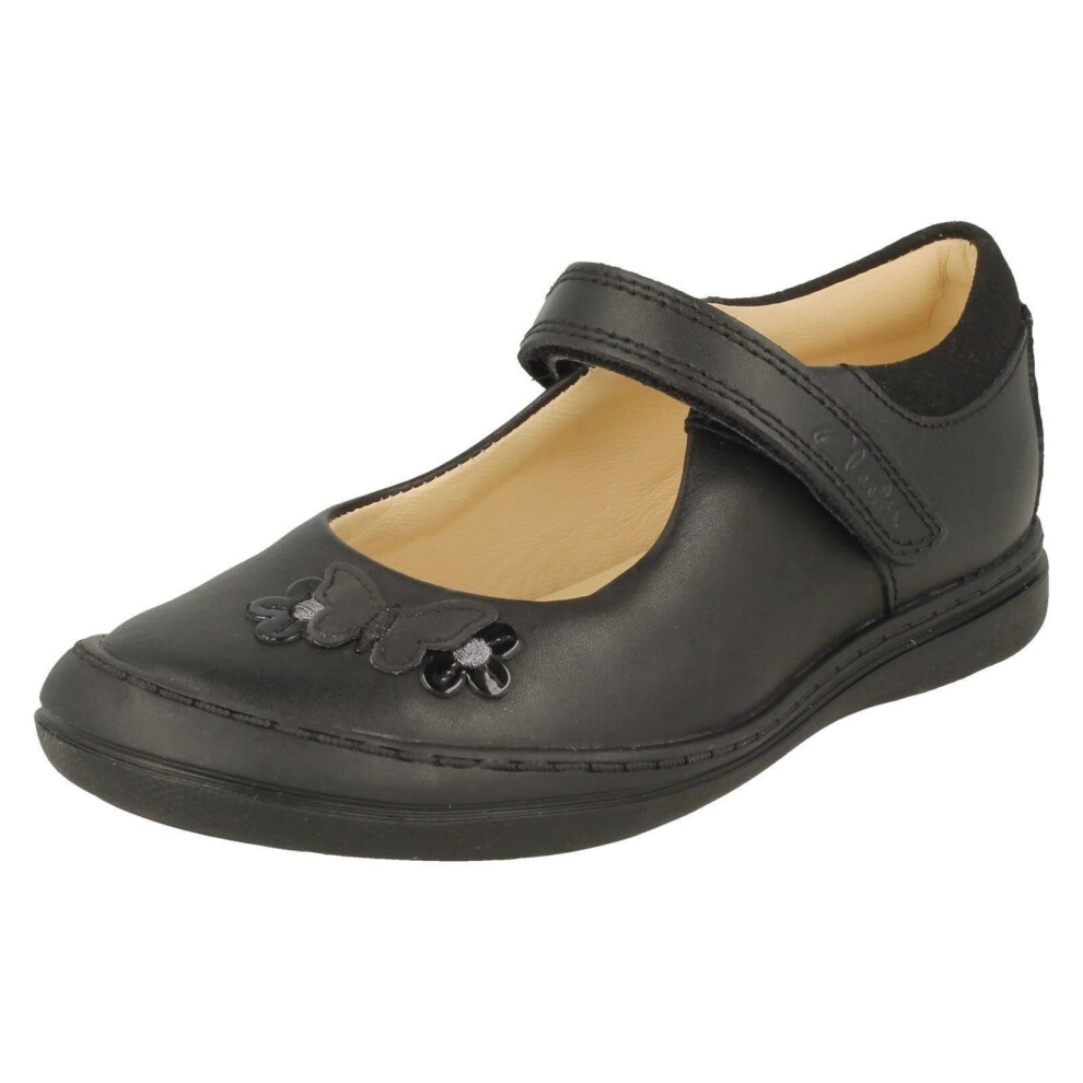 Clarks (Black, Uk 7 Infant) Girls Butterfly Detailed School Shoes Scooter Daisy