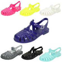 (Grey, UK 2 Child) Girls Spot On Closed Toe Jelly Sandals