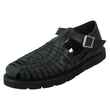 (Brown, UK 8) Mens Leather Collection Flat Weaved Sandals A0051