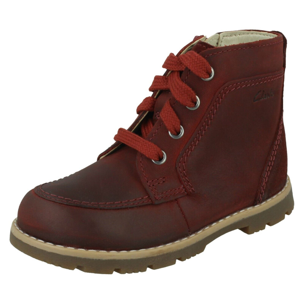 (Burgundy, UK 6.5 Infant) Boys Clarks Ankle Boots Heath Dash T