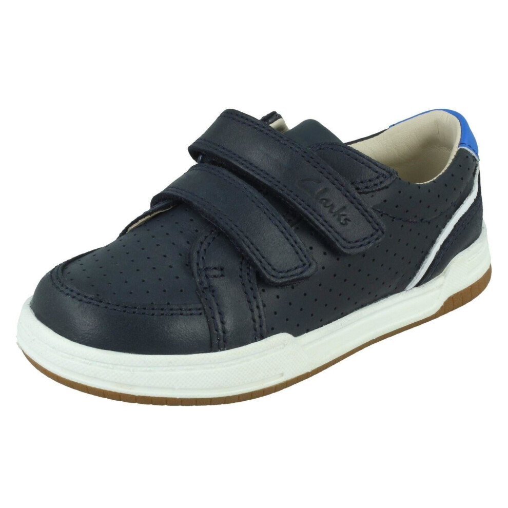 (Navy, UK 6.5 Infant) Childrens Clarks Casual Trainers Fawn Solo