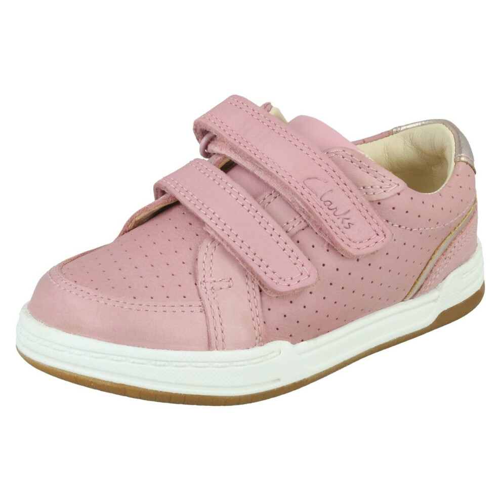 (Pink, UK 9.5 Child) Childrens Clarks Casual Trainers Fawn Solo