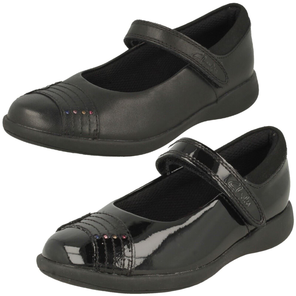Clarks (, Uk 1.5 Child) Girls Rainbow Detailed School Shoes Etch Beam Black