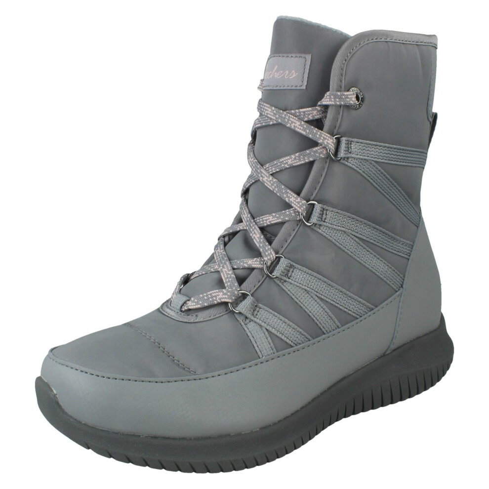 (Grey, UK 7) Ladies Skechers Boots Ultra Flex Cold Out 44345