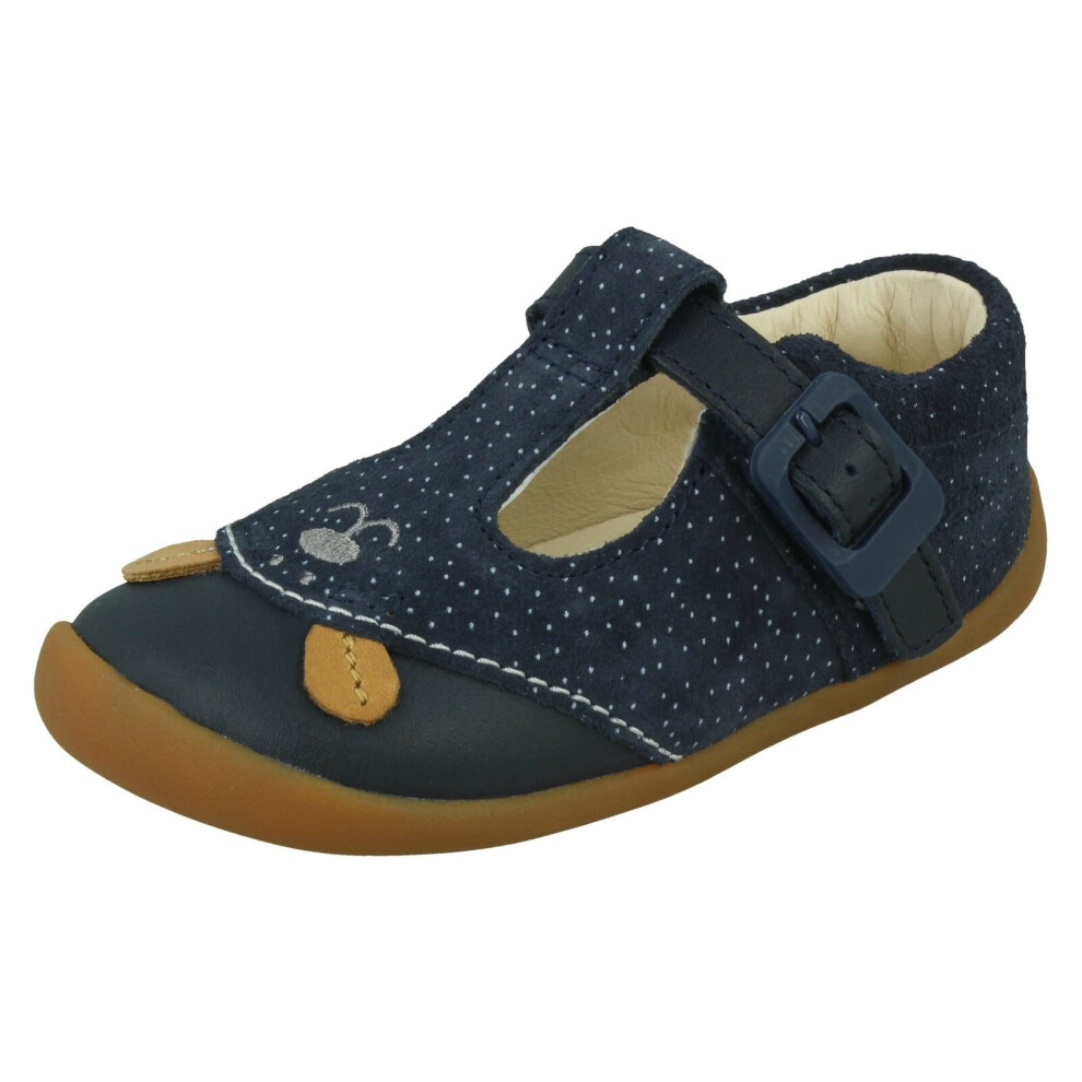 (Navy, UK 3 Infant) Girls Clarks Casual First Shoes Roamer Cub