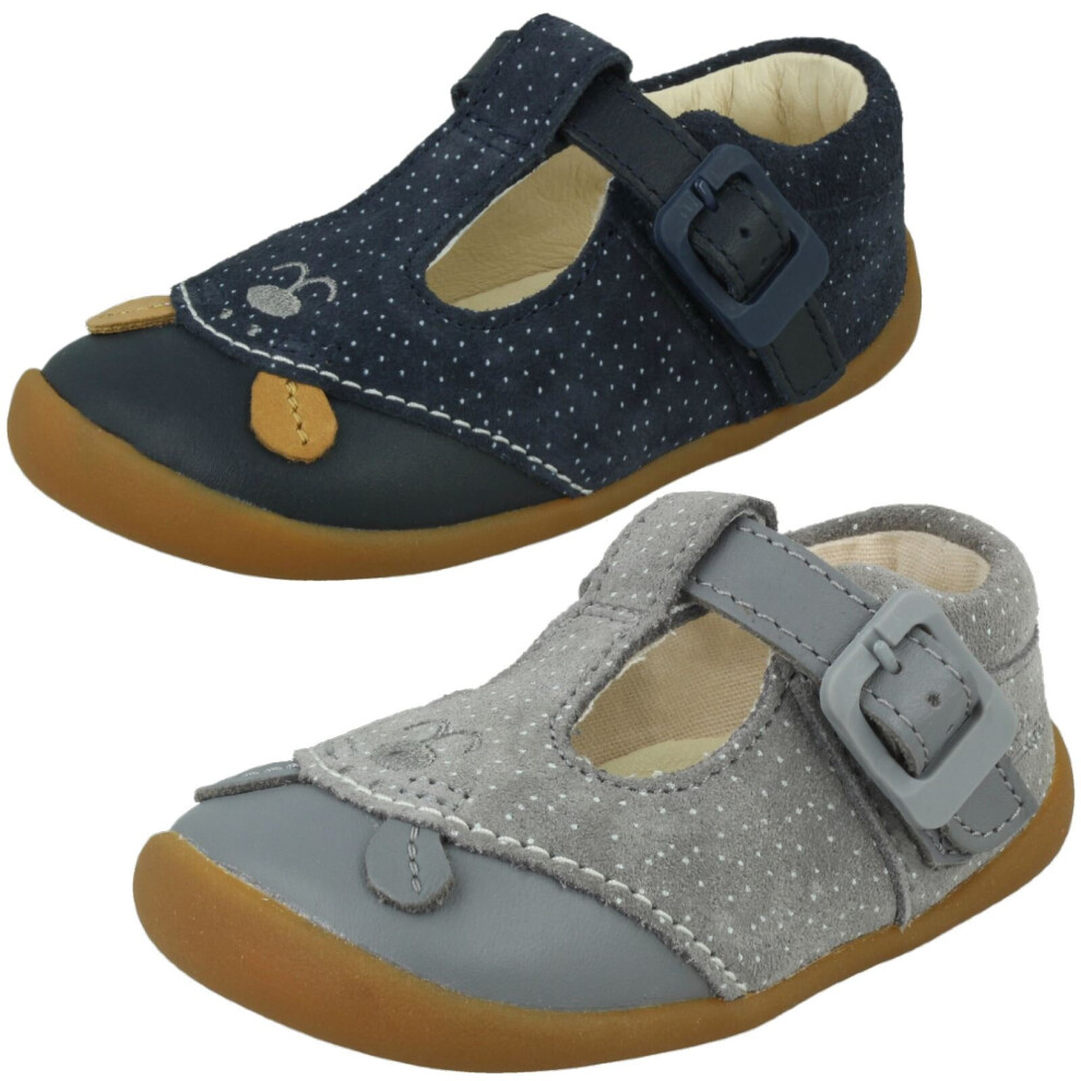 (Navy, UK 2.5 Infant) Girls Clarks Casual First Shoes Roamer Cub