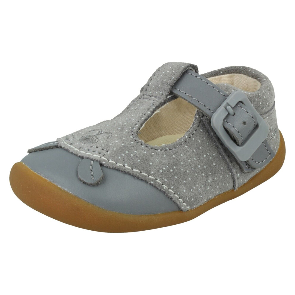 (Grey, UK 5 Infant) Girls Clarks Casual First Shoes Roamer Cub