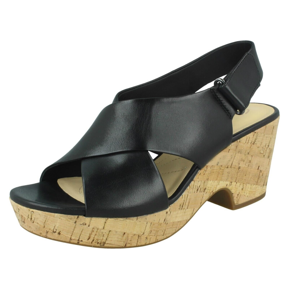 (Green, UK 4) Ladies Clarks Slingback Wedge Sandals Maritsa Lara