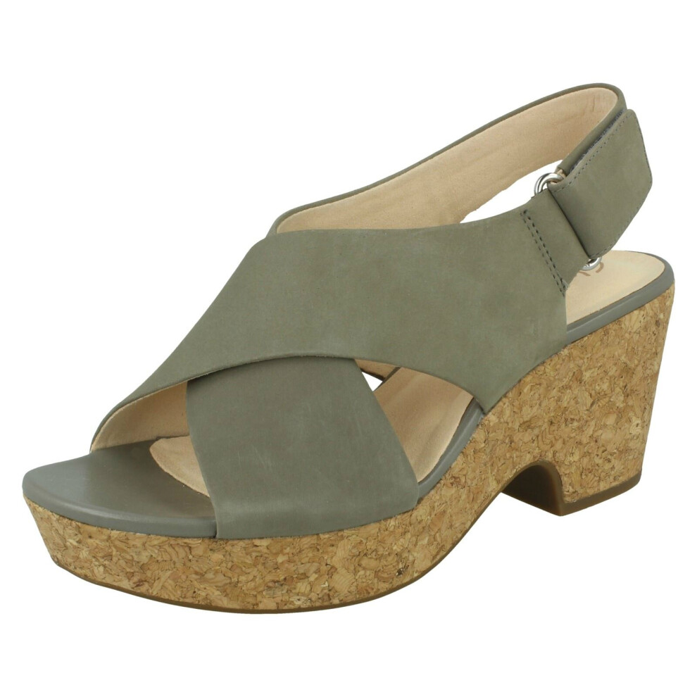 (Green, UK 8) Ladies Clarks Slingback Wedge Sandals Maritsa Lara