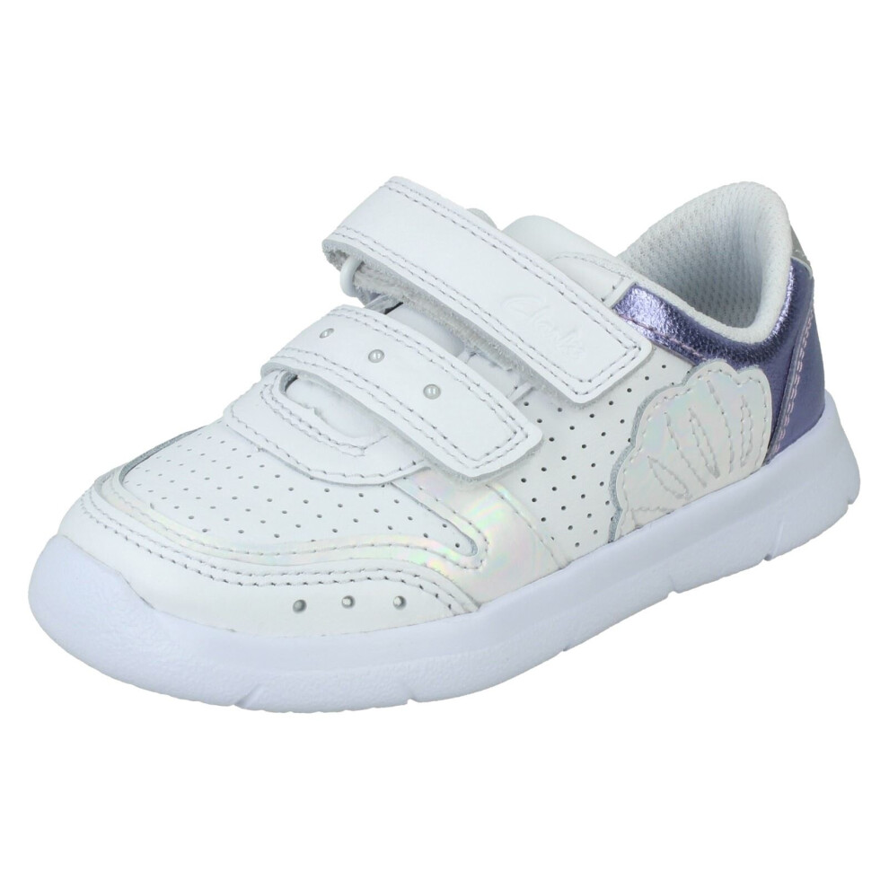 (Pink, UK 4 Infant) Girls Clarks Casual Trainers Ath Shell