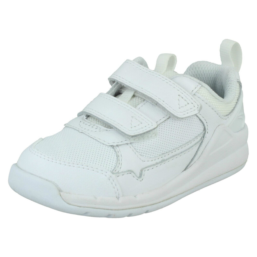 (White, UK 2 Child) Boys Clarks Hook & Loop Casual Trainers Orbit Sprint