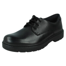 (Black, UK 8 Junior) Boys Clarks Lace Up School Shoes Loxham Derby