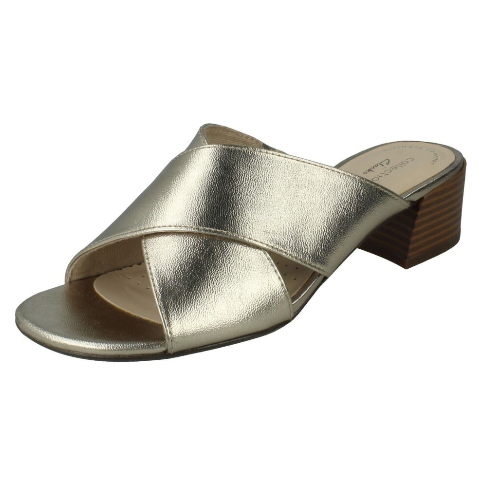 (Gold, UK 6.5) Ladies Clarks Casual Backless Sandals Caroleigh Erin