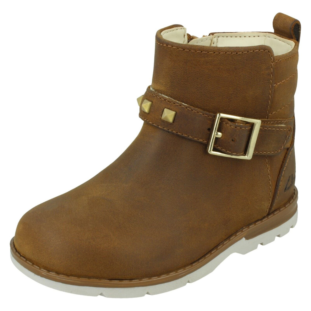 Clarks (Tan, Uk 4.5 Infant) Girls Casual Ankle Boots Dabi Trim
