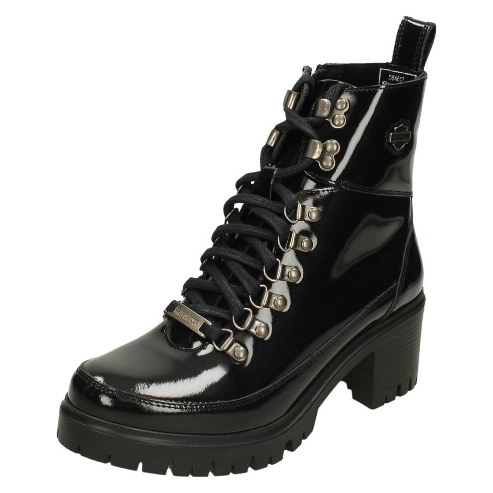 (Black, UK 7) Ladies Harley Davidson Heeled Ankle Boots Kenwood