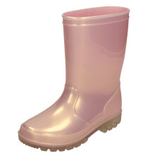 (Pink, UK 2 Child) Girls Spot On Slip On Wellington Boots