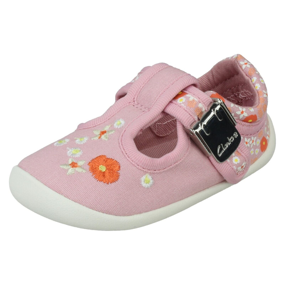 (Light Pink, UK 5 Infant) Girls Clarks T Bar Casual Shoe Roamer Sun T