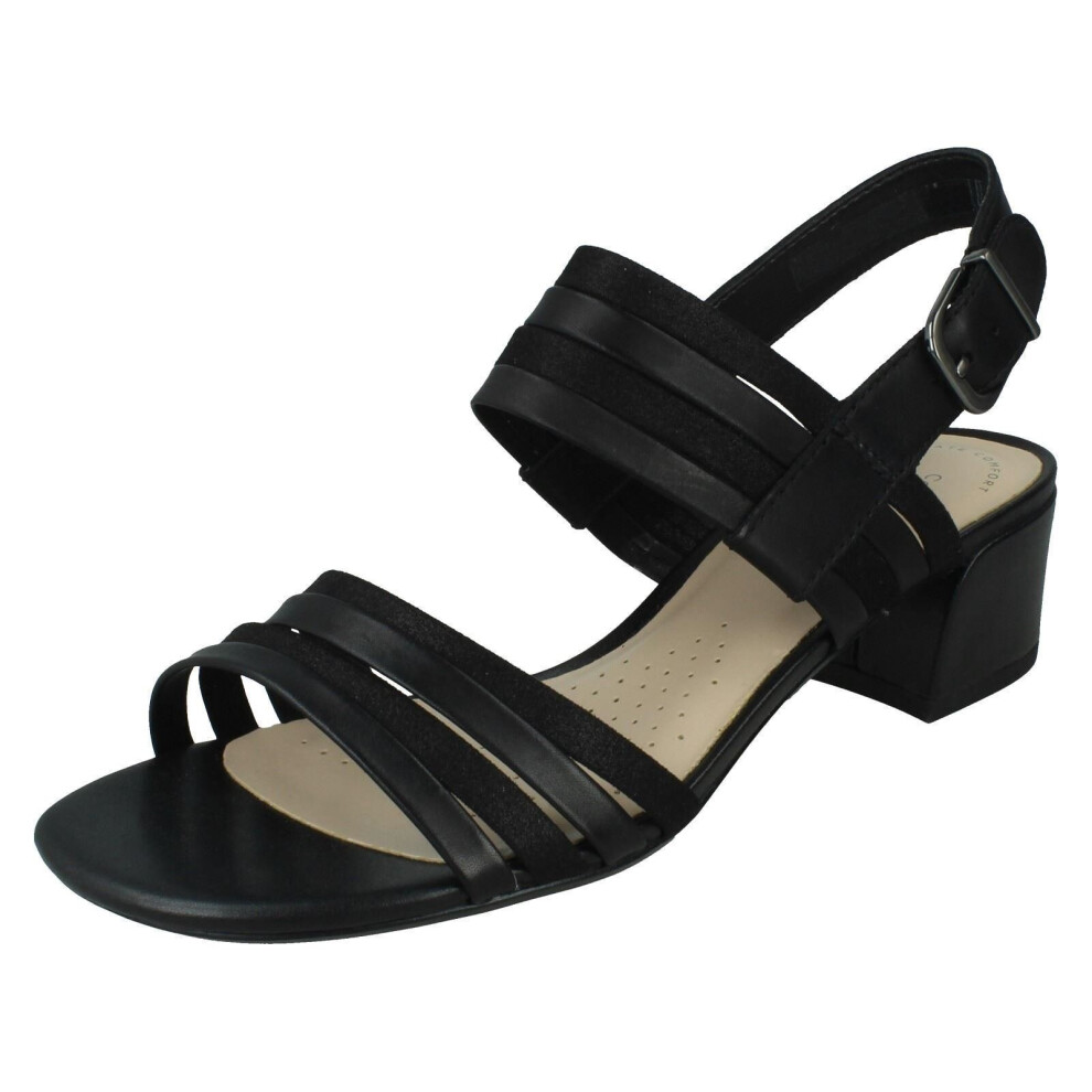 (Black, UK 7) Ladies Clarks Heeled Slingback Sandals Caroleigh Bess